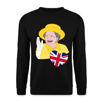 British Queen Elizabeth II with Union Jack - Unisex Sweatshirt - black - Front - Alina (178cm) & Michal (187cm)