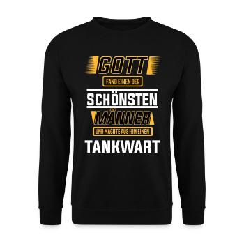 Tankwart, einer der schönsten Männer der Welt - Unisex Pullover - Schwarz - Vorne - Alina (178cm) & Michal (187cm)