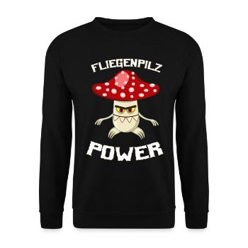 Fliegenpilz Power T-Shirt - Unisex Pullover - Schwarz - Vorne - Alina (178cm) & Michal (187cm)
