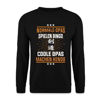 Coole Opas machen Kendo - Unisex Pullover - Schwarz - Vorne - Alina (178cm) & Michal (187cm)