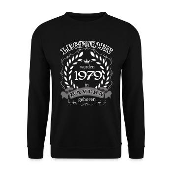 Legenden wurden 1979 in Bayern geboren - Unisex Pullover - Schwarz - Vorne - Alina (178cm) & Michal (187cm)