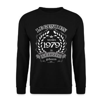 Legenden wurden 1979 in Leipzig geboren - Unisex Pullover - Schwarz - Vorne - Alina (178cm) & Michal (187cm)