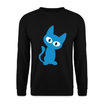 Blue Cat Design for the Kitten Fan - Unisex Sweatshirt - black - Front - Alina (178cm) & Michal (187cm)