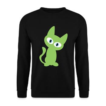 Green Cat Design - Unisex Sweatshirt - black - Front - Alina (178cm) & Michal (187cm)