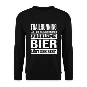 Trailrunning löst die meisten meiner Probleme - Unisex Pullover - Schwarz - Vorne - Alina (178cm) & Michal (187cm)