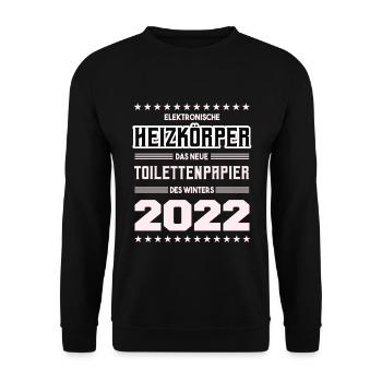 Elektroheizung das neue Toilettenpapier des Winter - Unisex Pullover - Schwarz - Vorne - Alina (178cm) & Michal (187cm)