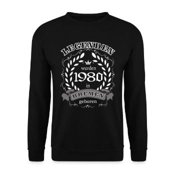 Des légendes sont nées à Brême en 1980 - Sweat-shirt Unisexe - noir - Devant - Alina (178cm) & Michal (187cm)