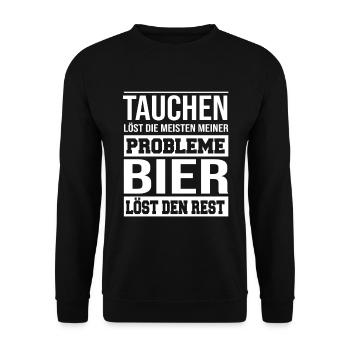 Tauchen löst die meisten meiner Problem - Unisex Pullover - Schwarz - Vorne - Alina (178cm) & Michal (187cm)