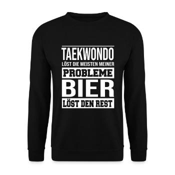 Taekwondo löst die meisten meiner Probleme - Unisex Pullover - Schwarz - Vorne - Alina (178cm) & Michal (187cm)