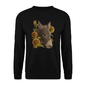 Lustiger Esel, Sonnenblumen, Esel Freunde - Unisex Pullover - Schwarz - Vorne - Alina (178cm) & Michal (187cm)