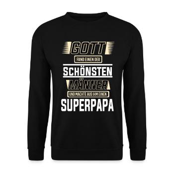 Superpapa, einer der schönsten Männer der Welt - Unisex Pullover - Schwarz - Vorne - Alina (178cm) & Michal (187cm)