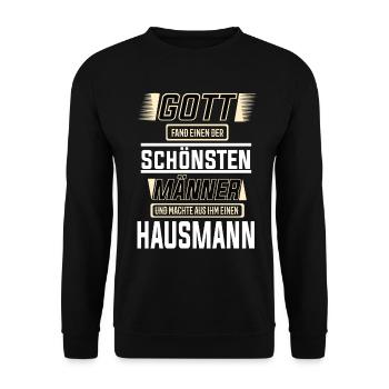 Hausmann, einer der schönsten Männer der Welt - Unisex Pullover - Schwarz - Vorne - Alina (178cm) & Michal (187cm)