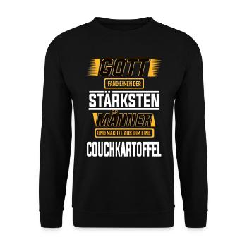 Couchkartoffel, einer der stärksten Männer - Unisex Pullover - Schwarz - Vorne - Alina (178cm) & Michal (187cm)