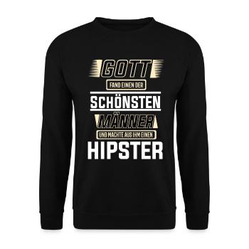 Hipster, einer der schönsten Männer der Welt - Unisex Pullover - Schwarz - Vorne - Alina (178cm) & Michal (187cm)