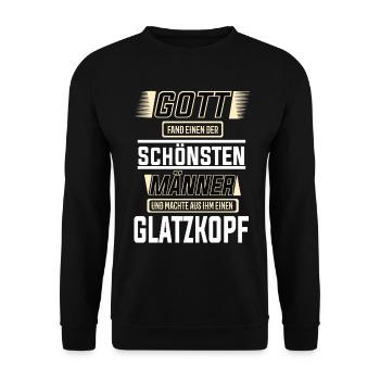 Glatzkopf, einer der schönsten Männer der Welt - Unisex Pullover - Schwarz - Vorne - Alina (178cm) & Michal (187cm)