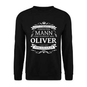 Oliver der perfekte Mann von Gott geformt Design - Unisex Pullover - Schwarz - Vorne - Alina (178cm) & Michal (187cm)