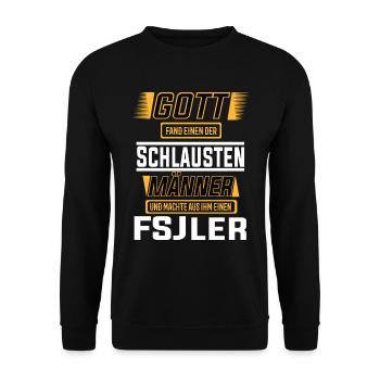 FSJler einer der schlausten Männer der Welt - Unisex Pullover - Schwarz - Vorne - Alina (178cm) & Michal (187cm)