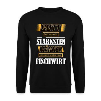 Fischwirt einer der stärksten Männer der Welt - Unisex Pullover - Schwarz - Vorne - Alina (178cm) & Michal (187cm)