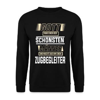 Zugbegleiter, einer der schönsten Männer der Welt - Unisex Pullover - Schwarz - Vorne - Alina (178cm) & Michal (187cm)
