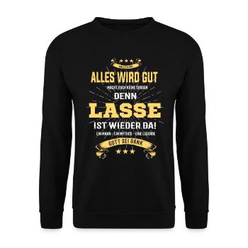 alles wird gut denn Lasse Ist da T-Shirt - Unisex Pullover - Schwarz - Vorne - Alina (178cm) & Michal (187cm)
