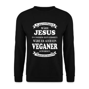 Jesus wäre Veganer geworden Design fürs Tierwohl - Unisex Pullover - Schwarz - Vorne - Alina (178cm) & Michal (187cm)
