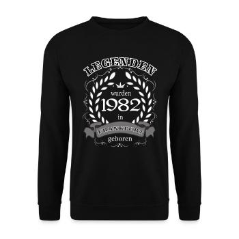 Legenden wurden 1982 in Frankfurt geboren - Unisex Pullover - Schwarz - Vorne - Alina (178cm) & Michal (187cm)