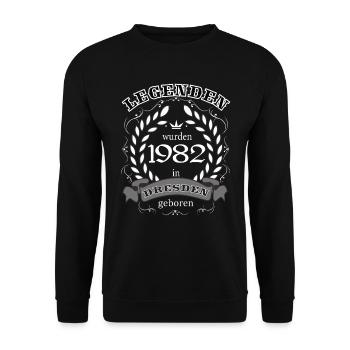 Legenden wurden 1982 in Dresden geboren - Unisex Pullover - Schwarz - Vorne - Alina (178cm) & Michal (187cm)