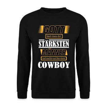 Cowboy einer der stärksten Männer der Welt - Unisex Pullover - Schwarz - Vorne - Alina (178cm) & Michal (187cm)