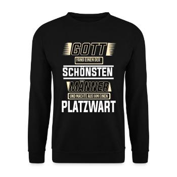 Platzwart einer der schönsten Männer der Welt - Unisex Pullover - Schwarz - Vorne - Alina (178cm) & Michal (187cm)