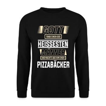 Pizzabäcker einer der heißesten Männer der Welt - Unisex Pullover - Schwarz - Vorne - Alina (178cm) & Michal (187cm)