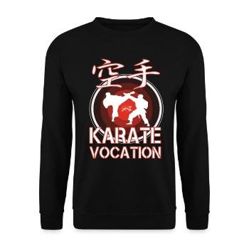 Karate Vocation, karateka und Kanji Design - Unisex Pullover - Schwarz - Vorne - Alina (178cm) & Michal (187cm)