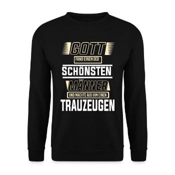 Trauzeugen einer der schönsten Männer der Welt - Unisex Pullover - Schwarz - Vorne - Alina (178cm) & Michal (187cm)