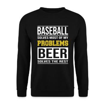Baseball löst die meisten Probleme, Bier den Rest - Unisex Pullover - Schwarz - Vorne - Alina (178cm) & Michal (187cm)