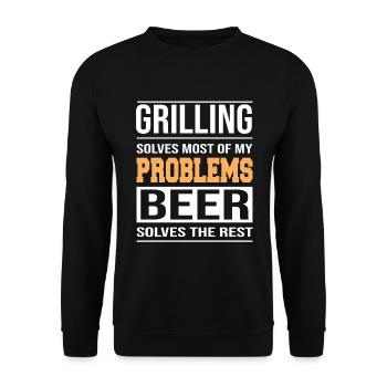 Grilling solves Most of my Problems - Grill Design - Unisex Sweatshirt - black - Front - Alina (178cm) & Michal (187cm)