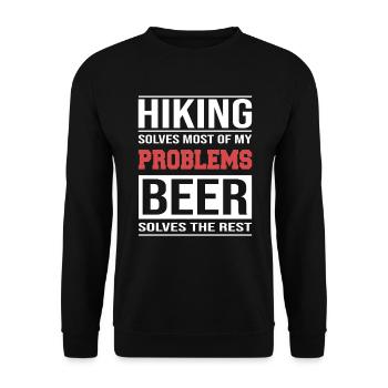 Hiking Solves List of my Problems - Unisex Pullover - Schwarz - Vorne - Alina (178cm) & Michal (187cm)