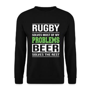 Rugby solves Most of my Problems - Unisex Pullover - Schwarz - Vorne - Alina (178cm) & Michal (187cm)