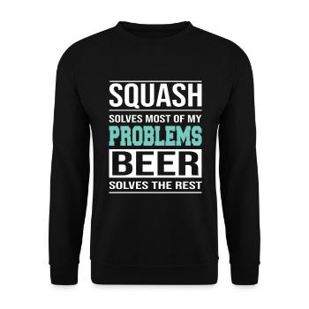Squash solves most of my Problems - Unisex Pullover - Schwarz - Vorne - Alina (178cm) & Michal (187cm)