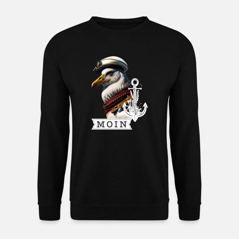 Coole Möwe, Kapitän Küste See Meer , Spruch Moin - Unisex Pullover - Schwarz