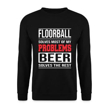 Floorball solves Most of my Problems - Unisex Pullover - Schwarz - Vorne - Alina (178cm) & Michal (187cm)