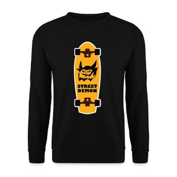 Skater design with the street demon - Unisex Sweatshirt - black - Front - Alina (178cm) & Michal (187cm)