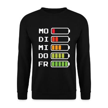 Wochentage Akkustand Montag bis Freitag - Unisex Pullover - Schwarz - Vorne - Alina (178cm) & Michal (187cm)