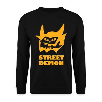 Street Demon, Skater Design with the Demon - Unisex Sweatshirt - black - Front - Alina (178cm) & Michal (187cm)