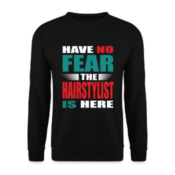 N’ayez pas peur le coiffeur est ici Tenue - Sweat-shirt Unisexe - noir - Devant - Alina (178cm) & Michal (187cm)