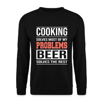 Cooking solves Most of my Problems, Kochen Design - Unisex Sweatshirt - black - Front - Alina (178cm) & Michal (187cm)