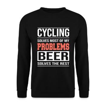 Cycling solves Most of my Problems, Fahrrad Design - Unisex Pullover - Schwarz - Vorne - Alina (178cm) & Michal (187cm)