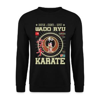 Wado-Ryu Karate Okinawa Design - Unisex Pullover - Schwarz - Vorne - Alina (178cm) & Michal (187cm)