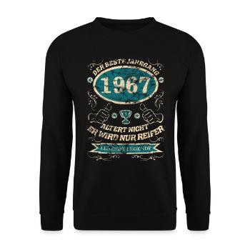 1967 der bester Jahrgang - Unisex Pullover - Schwarz - Vorne - Alina (178cm) & Michal (187cm)