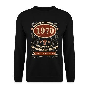 1970 der bester Jahrgang - Unisex Pullover - Schwarz - Vorne - Alina (178cm) & Michal (187cm)