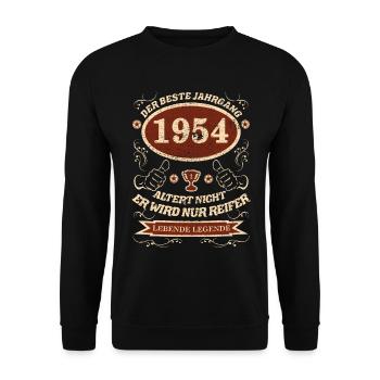 1954 der bester Jahrgang, - Unisex Pullover - Schwarz - Vorne - Alina (178cm) & Michal (187cm)