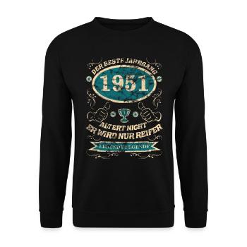 1951 der bester Jahrgang Design - Unisex Pullover - Schwarz - Vorne - Alina (178cm) & Michal (187cm)